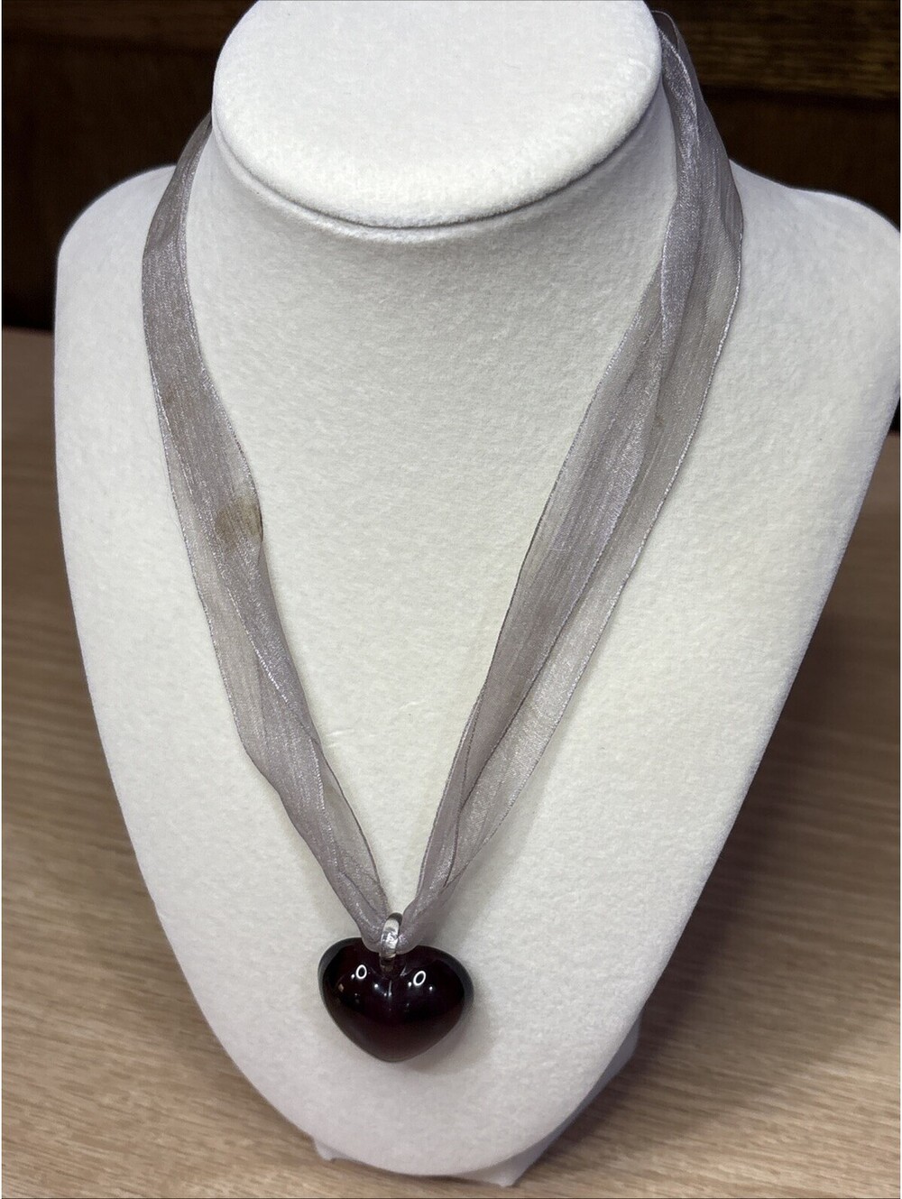 Glass Hart Pendant Necklace Purple Women’s 18" w/ 1.5" Pendant